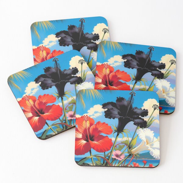 Item preview, Tropical Hibiscus Flowers Palm Leaves designed and sold by SassyArtistry.