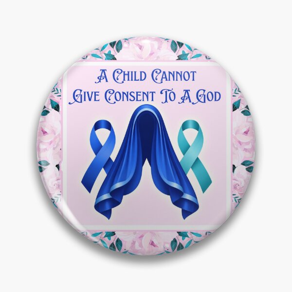 Item preview, Feminist Mary - Survivor Awareness Ribbons -  Blue Teal - Pink Flowers designed and sold by EvergreenRevolt.