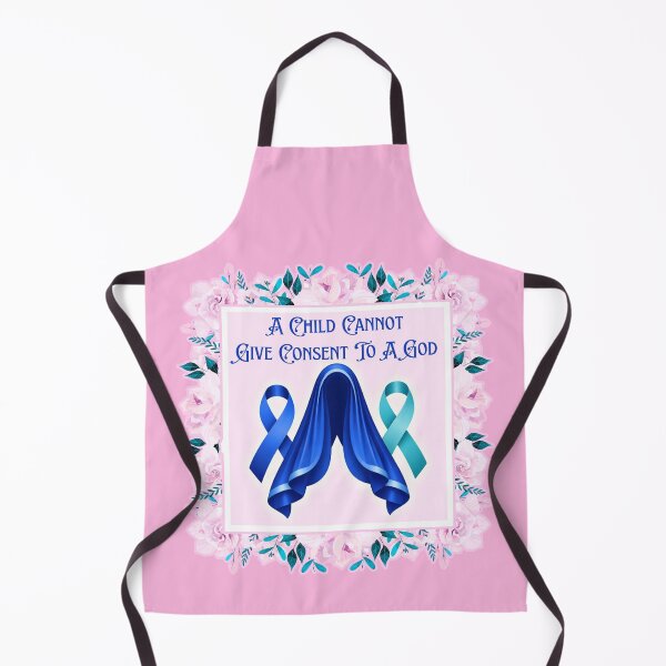 Item preview, Feminist Mary - Survivor Awareness Ribbons - Blue Teal - Pink Flowers designed and sold by EvergreenRevolt.