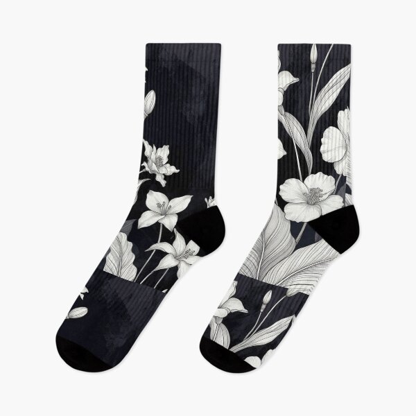 Artikelvorschau, Schwarz-weiße Blumenillustration entworfen und verkauft von SassyArtistry.