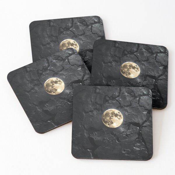 Item preview, Glowing Full Moon on Dark Cracked Stone – Dark Fantasy Minimal Aesthetic designed and sold by Impact-Art.