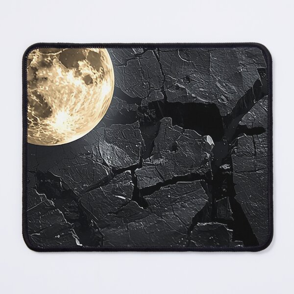 Item preview, Glowing Full Moon on Dark Cracked Stone – Dark Fantasy Minimal Aesthetic designed and sold by Impact-Art.