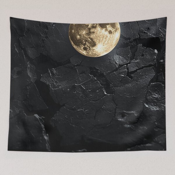 Item preview, Glowing Full Moon on Dark Cracked Stone – Dark Fantasy Minimal Aesthetic designed and sold by Impact-Art.