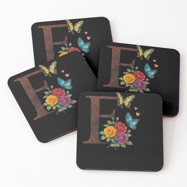 Item preview, Alphabet E with flowers and butterflies designed and sold by Shandiz Design.