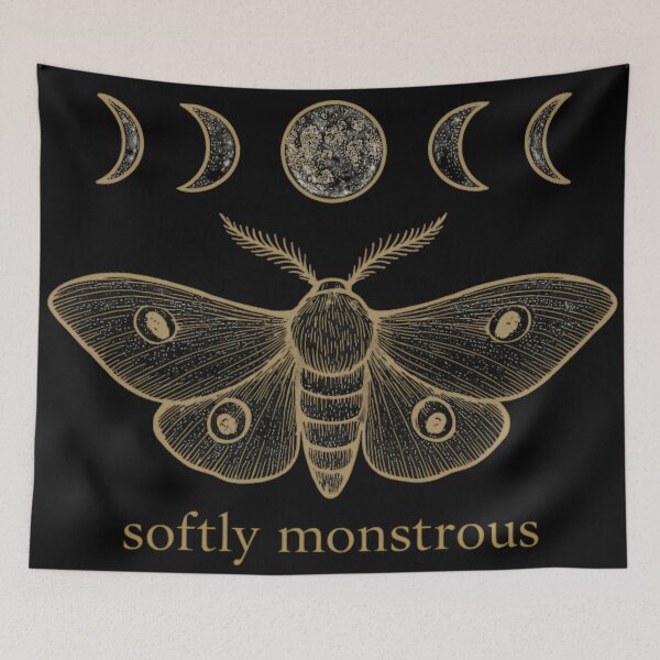Item preview, Softly Monstrous Moth – Moon Phase Gothic Illustration designed and sold by Mouraludia.