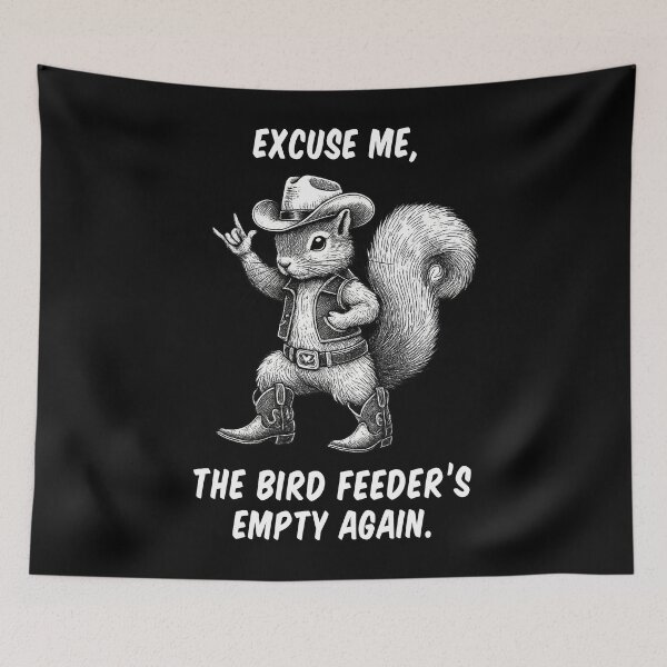Item preview, Cowboy Squirrel Bird Feeder Meme designed and sold by TinaMDedrick.