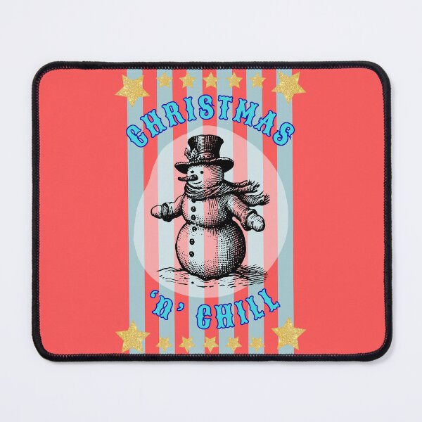 Item preview, Christmas ‘n’ Chill - vintage kitsch snowman pop art red and blue stripes designed and sold by Little Paper Palace.