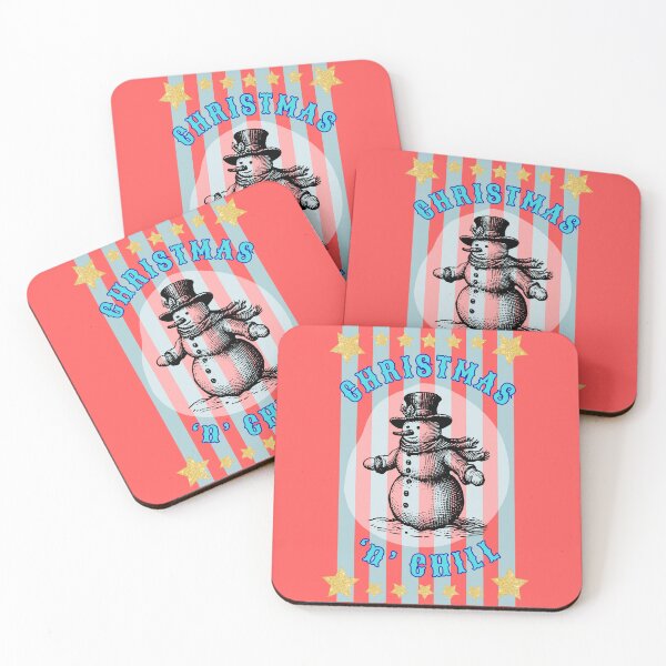 Item preview, Christmas ‘n’ Chill - vintage kitsch snowman pop art red and blue stripes designed and sold by Little Paper Palace.