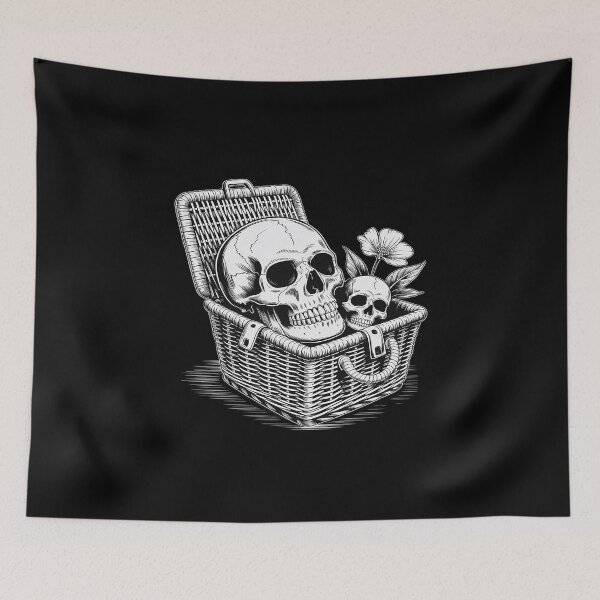 Item preview, Skull in a Wicker Picnic Basket Cottagecore Gothic Emo designed and sold by skanderio.