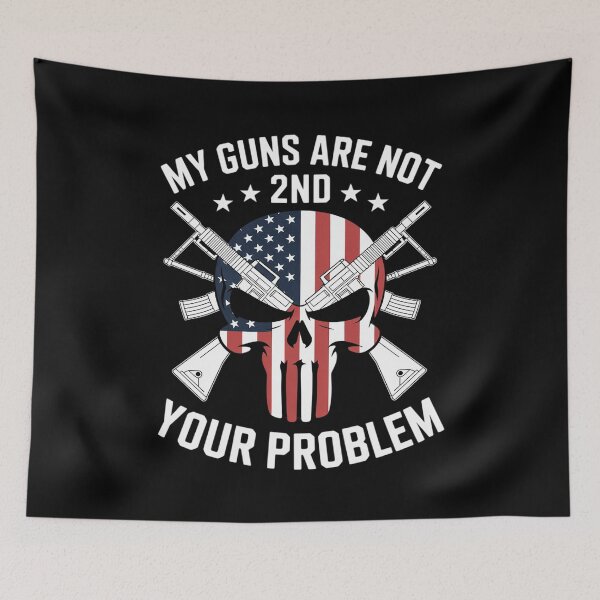 Item preview, My Guns Are Not Your Problem AR15 American Flag 2A Skull Women Men designed and sold by duolastgend.