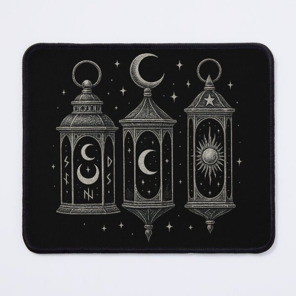 Item preview, Celestial Lanterns Illustration – Moon and Sun Gothic Symbol Art designed and sold by Mouraludia.