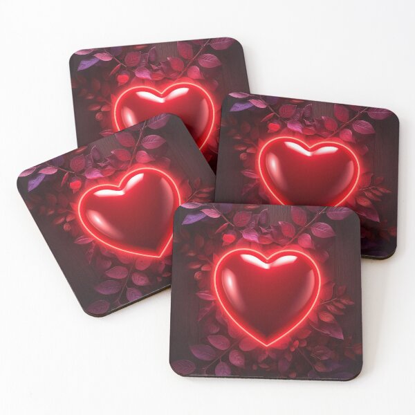 Item preview, Glowing Red Heart 3D Art – Luxury Neon Heart on Dark Wooden Background designed and sold by Impact-Art.