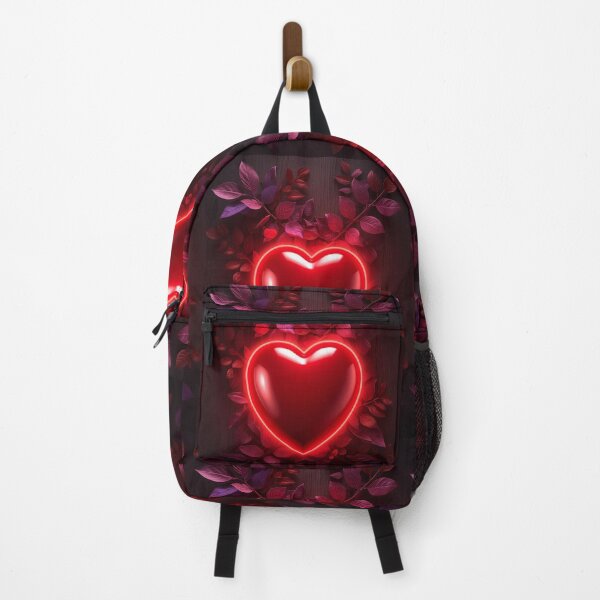 Item preview, Glowing Red Heart 3D Art – Luxury Neon Heart on Dark Wooden Background designed and sold by Impact-Art.