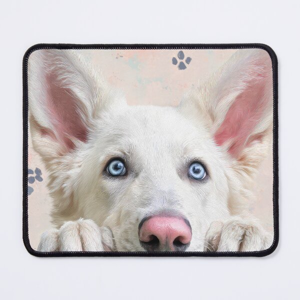 Item preview, White German Shepherd Peeking over Wall 01 designed and sold by Elisabeth Lucas.