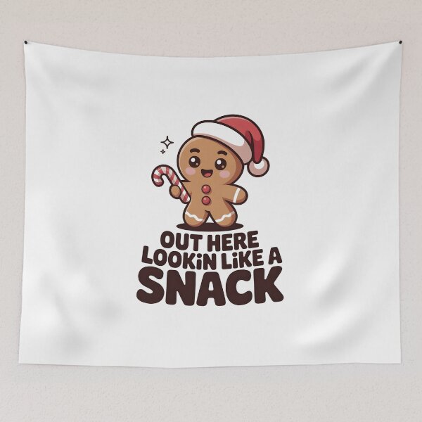Item preview, OUT HERE LOOKIN LIKE A SNACK – Funny Gingerbread Christmas T-Shirt – Cute Holiday Cookie Design designed and sold by SoftyDesigns.