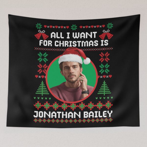 Item preview, All I Want for Christmas Is Jonathan Bailey Funny Ugly Christmas Sweater designed and sold by AidanToma.