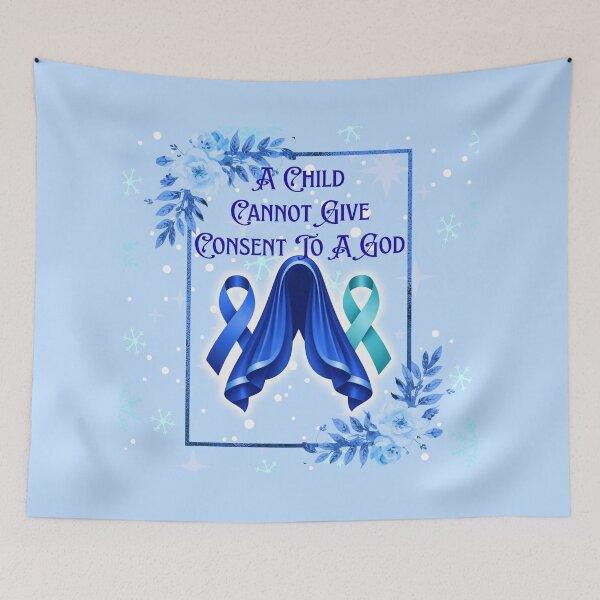 Item preview, Feminist Mary - Survivor Awareness Ribbons -  Blue Teal Snow designed and sold by EvergreenRevolt.