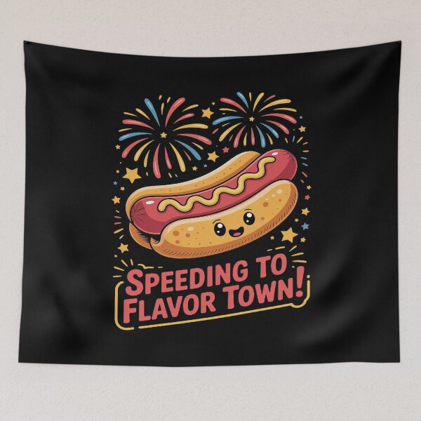 Item preview, Speeding To Flavors Town Hot Dog Fireworks 4th Of July BBQ designed and sold by Slwankol.