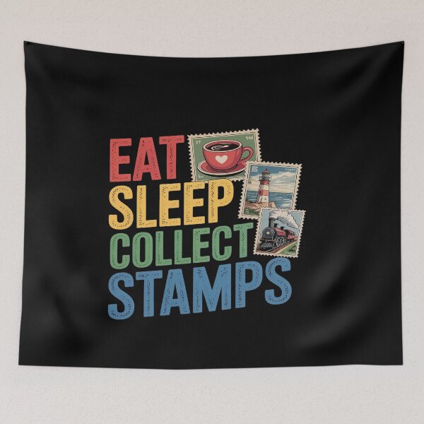 Item preview, Stamps EAT SLEEP COLLECT STAMPS REPEAT designed and sold by genkihikki.
