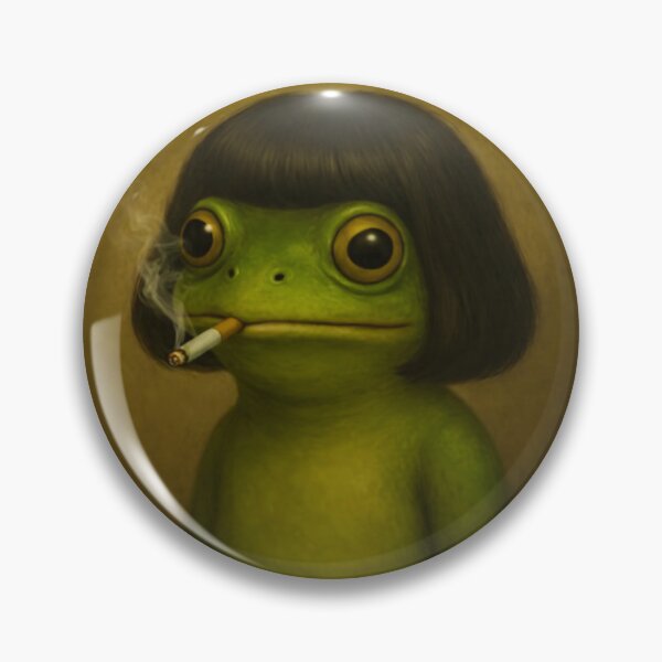 Item preview, Funny Frog with Bob Haircut Meme designed and sold by Eh Plus Designs.