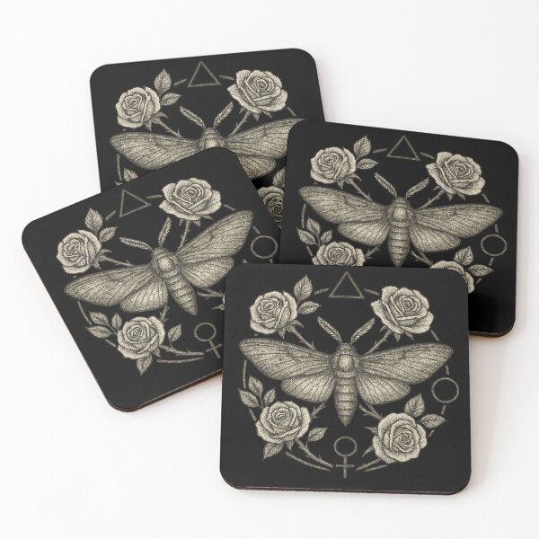 Item preview, Sacred Moth and Roses – Gothic Symbolic Botanical Illustration designed and sold by Mouraludia.