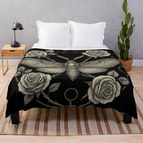 Item preview, Sacred Moth and Roses – Gothic Symbolic Botanical Illustration designed and sold by Mouraludia.