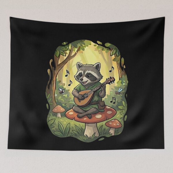 Item preview, Fantasy Raccoon Bard Woodland Serenade designed and sold by k3rstman1.