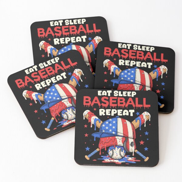 Item preview, Eat Sleep Baseball Repeat Funny Cream Drip Glove Crossed Bat designed and sold by pansak.