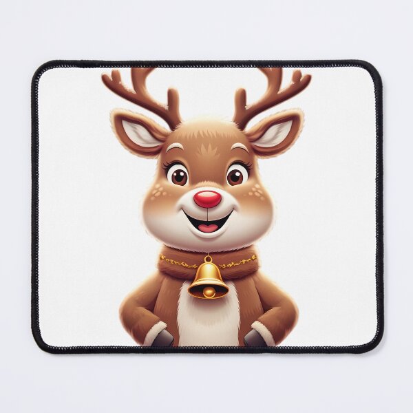 Item preview, Happy Reindeer Wearing Golden Christmas Bell Cute Holiday Icon Illustration designed and sold by BankMano.