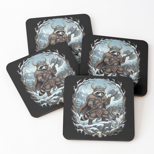 Item preview, Viking Raccoon Berserker Wolf Winter Fantasy designed and sold by k3rstman1.