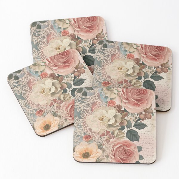 Item preview, Vintage Shabby Chic Rose and Lace Collage designed and sold by LakLuxe studio .