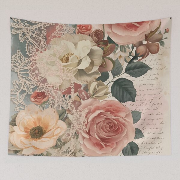 Item preview, Vintage Shabby Chic Rose and Lace Collage designed and sold by LakLuxe studio .