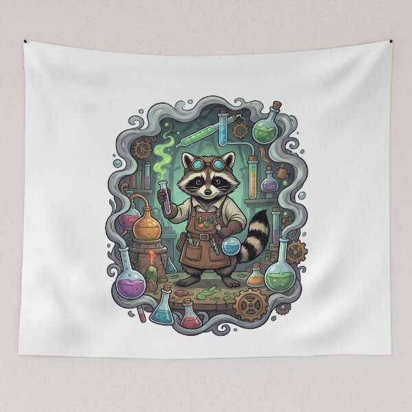 Item preview, Steampunk Raccoon Scientist Alchemist Laboratory designed and sold by k3rstman1.