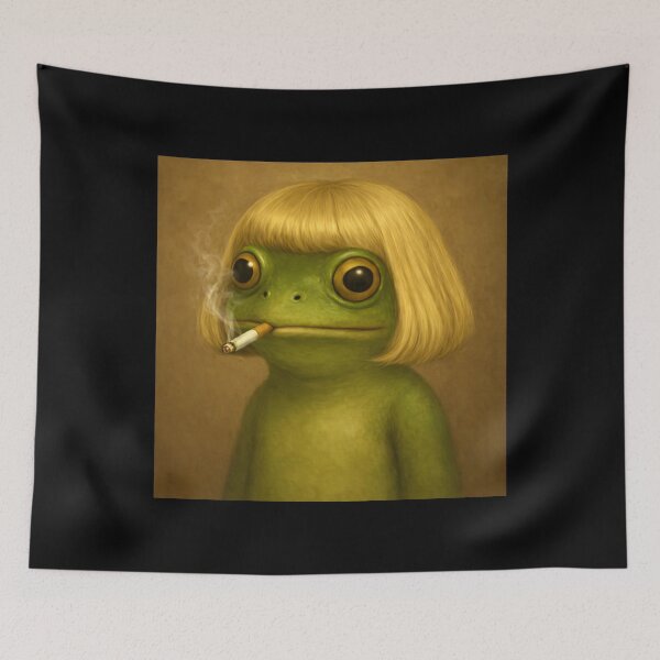 Item preview, Funny Frog with Bob Haircut Meme designed and sold by Eh Plus Designs.