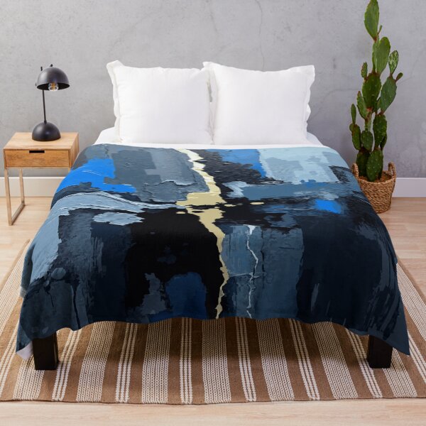 Aperçu de l'œuvre Fissure abstraite bleue et or - Art texturé moderne créée et vendue par Taanva.