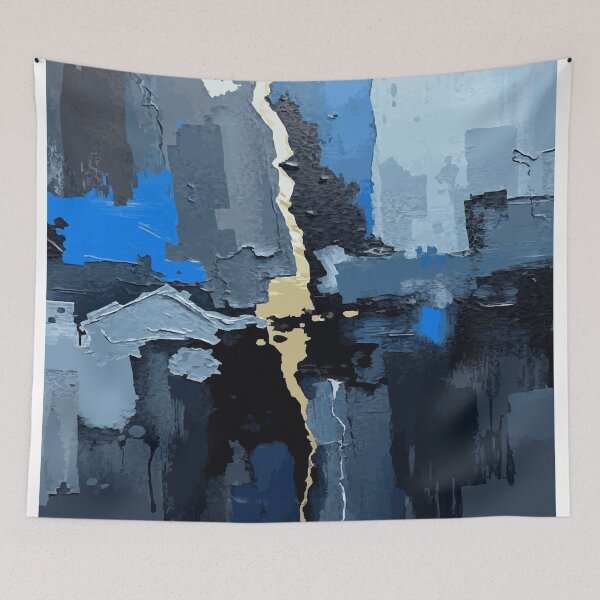 Item preview, Abstract Blue and Gold Fissure - Modern Textured Art designed and sold by Taanva.