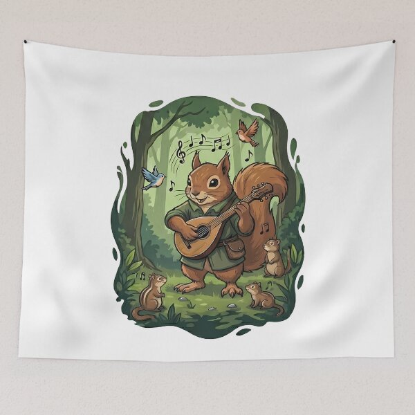 Item preview, Whimsical Woodland Squirrel Bard Music Forest designed and sold by k3rstman1.