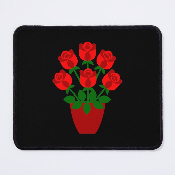 Item preview, Beautiful bouquet of six red roses in a red vase illustration designed and sold by Jirada.