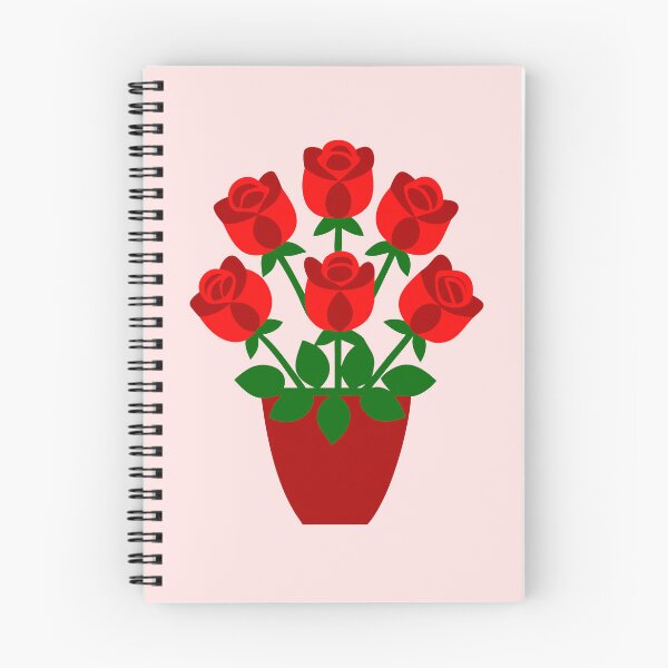 Item preview, Beautiful bouquet of six red roses in a red vase illustration designed and sold by Jirada.