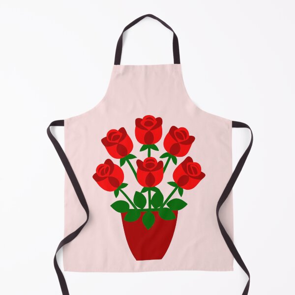 Item preview, Beautiful bouquet of six red roses in a red vase illustration designed and sold by Jirada.