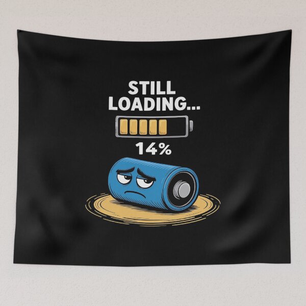 Item preview, Still Loading Funny Battery low Cartoon Exhausted Energy designed and sold by ProudForFunny.