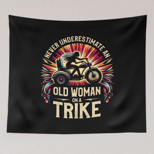 Item preview, Never Underestimate An Old Woman On A Trike Biker designed and sold by caiknelinex.