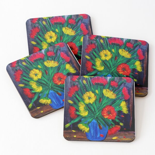 Item preview, Crimson & Gold: Textured Wildflowers in Blue designed and sold by kkartwork.