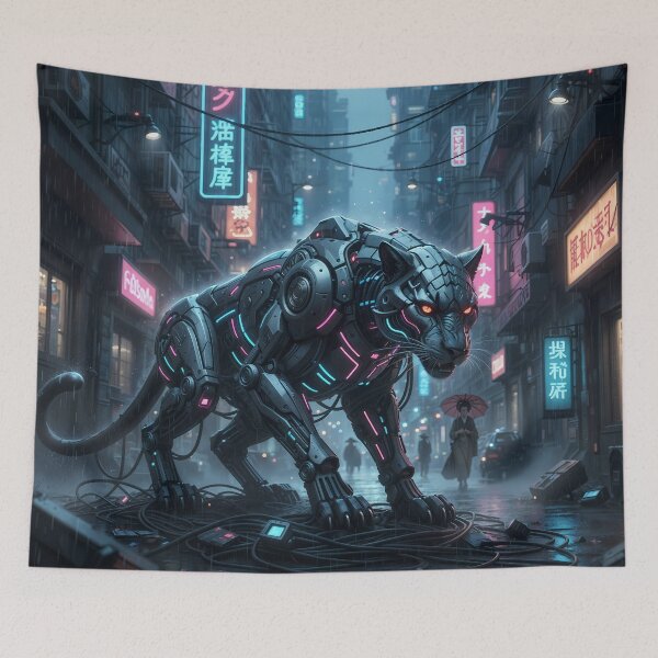 Item preview, Cyber Panther: Stealth & Neon Circuits designed and sold by KYOFRAME.