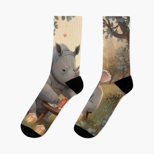 Item preview, Valentine’s Rhino & Koala Couple • Whimsical Meadow Heart Prep Art designed and sold by WildlifeWhimsy.