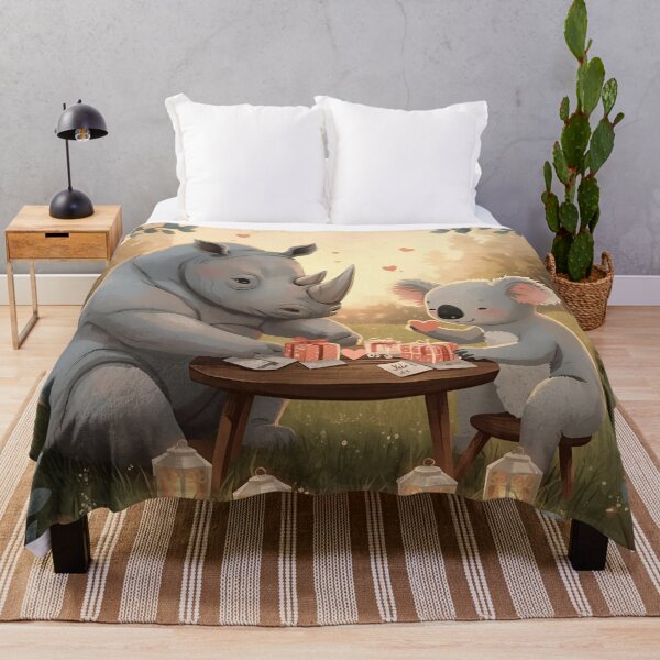 Item preview, Valentine’s Rhino & Koala Couple • Whimsical Meadow Heart Prep Art designed and sold by WildlifeWhimsy.