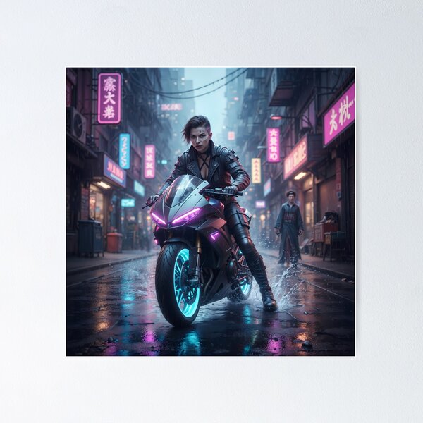 Item preview, Cyber Rider: Neon Velocity & Light Trail designed and sold by KYOFRAME.