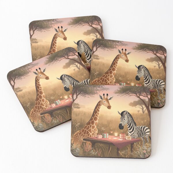 Item preview, Valentine’s Giraffe & Zebra Couple • Whimsical Savanna Heart Prep Art designed and sold by WildlifeWhimsy.