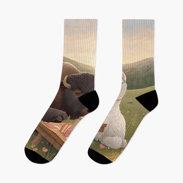 Item preview, Valentine’s Bison & Alpaca Couple • Whimsical Highland Heart Prep Art designed and sold by WildlifeWhimsy.