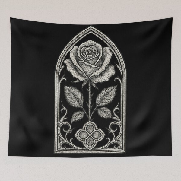 Item preview, Gothic Rose Window – Dark Botanical Arch designed and sold by Mouraludia.